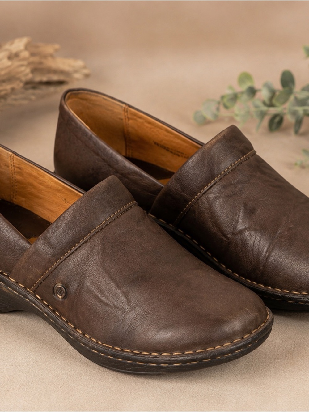 Born Toby Duo Clogs Womens 11 Brown Leather W82030 Comfort Boho Slip On Shoes